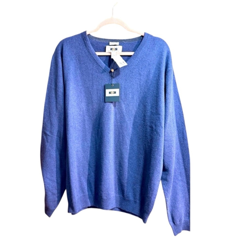JOSEPH‎ ABBOUD Men's Blue V-Neck Sweater 100% cashmere Sz XL